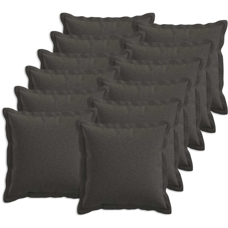 vidaXL - Kussen - met - kussen - HOUTEN - 12 - st - Donkergrijs - Faux - Linnen vidaXL - Kussen - met - kussen - HOUTEN - 12 - st - Donkergrijs - Faux - Linnen afbeelding 1