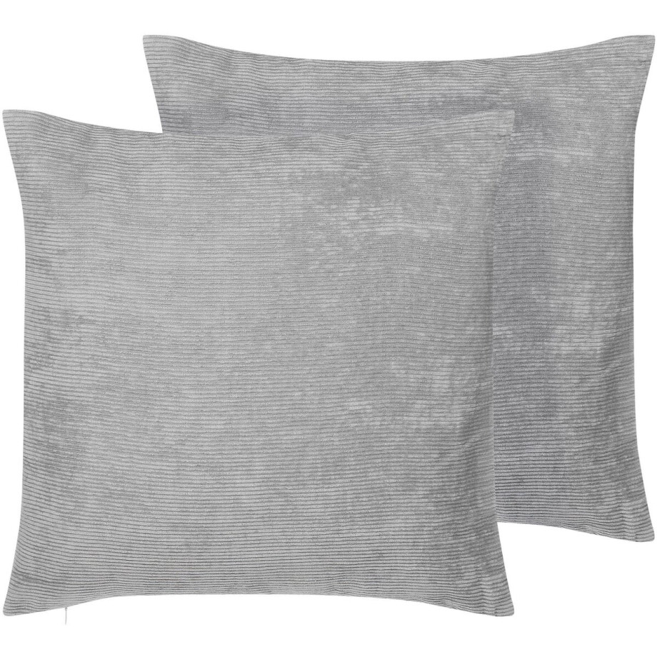 BELIANI NOLANA - Sierkussen set van 2 - Grijs - 45 x 45 cm - Polyester BELIANI NOLANA - Sierkussen set van 2 - Grijs - 45 x 45 cm - Polyester afbeelding 1