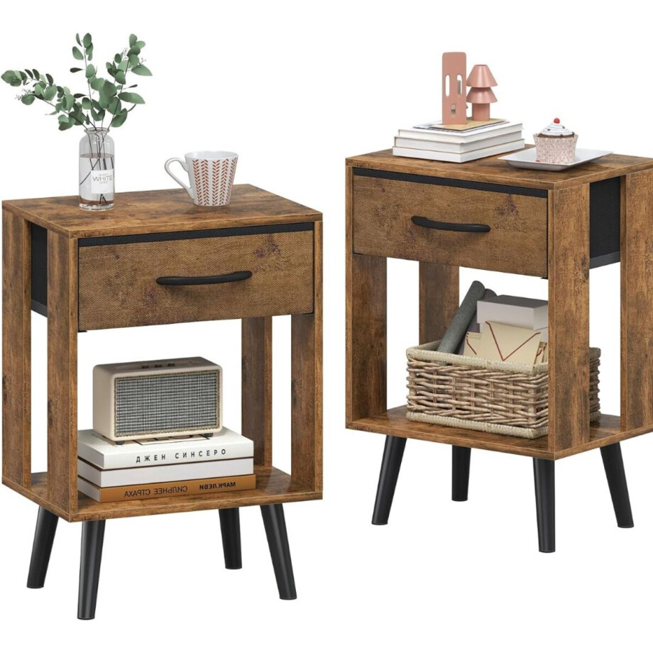 LNMsolutions® Nachtkastje - Nachtkastje Hout - Nachtkast - Bruin - 30cm x 40cm x 60cm afbeelding 1