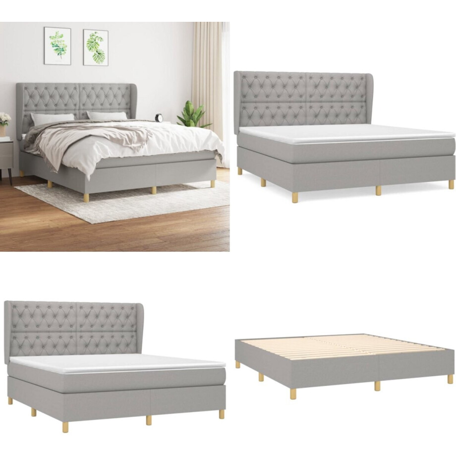 vidaXL Boxspring met matras stof lichtgrijs 160x200 cm - Boxspring - Boxsprings - Bed - Slaapmeubel vidaXL Boxspring met matras stof lichtgrijs 160x200 cm - Boxspring - Boxsprings - Bed - Slaapmeubel afbeelding 1