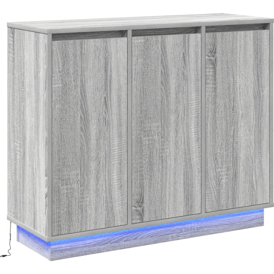 vidaXL - LED - Dressoir - Grijs - Sonoma - 90 - x - 32 - x - 75 - cm - Bewerkt - hout vidaXL - LED - Dressoir - Grijs - Sonoma - 90 - x - 32 - x - 75 - cm - Bewerkt - hout afbeelding 1