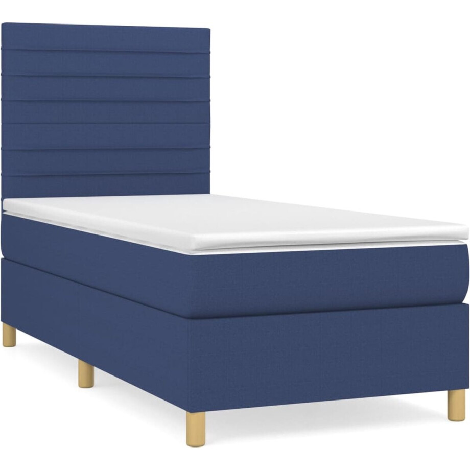 vidaXL - Boxspring - met - matras - stof - blauw - 80x200 - cm vidaXL - Boxspring - met - matras - stof - blauw - 80x200 - cm afbeelding 1