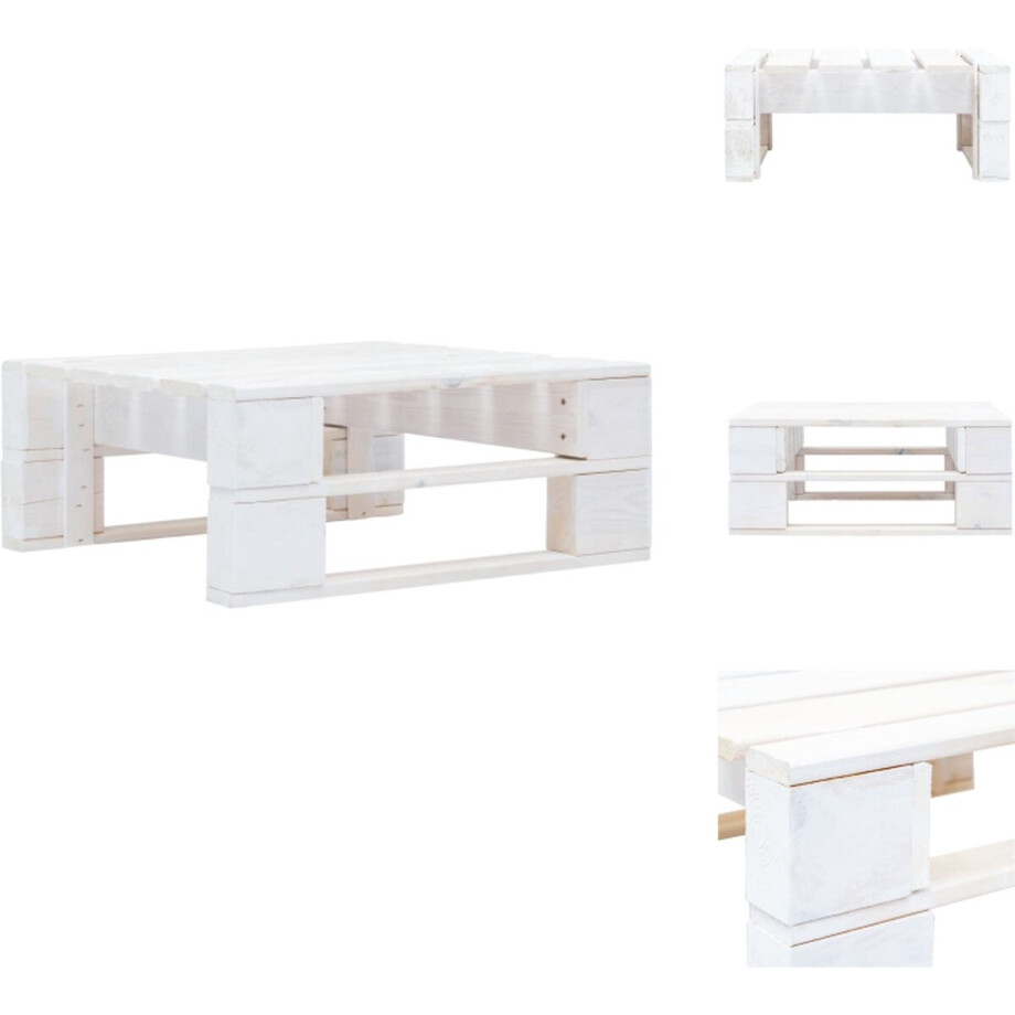 vidaXL Poef - Poefs - Poefen - Pallet Poef - Tuinhocker pallet hout wit vidaXL Poef - Poefs - Poefen - Pallet Poef - Tuinhocker pallet hout wit afbeelding 1