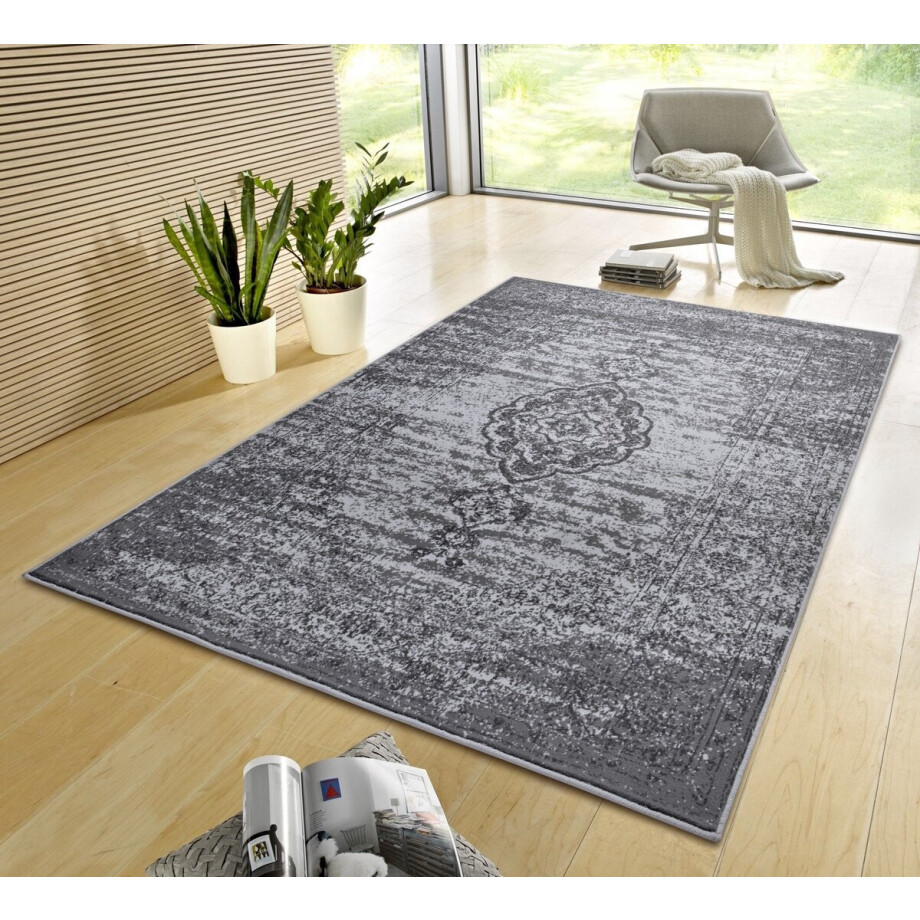 Flycarpets Vintage Laagpolig Vloerkleed - Gloria - Mouse - 200x290 cm Flycarpets Vintage Laagpolig Vloerkleed - Gloria - Mouse - 200x290 cm afbeelding 1