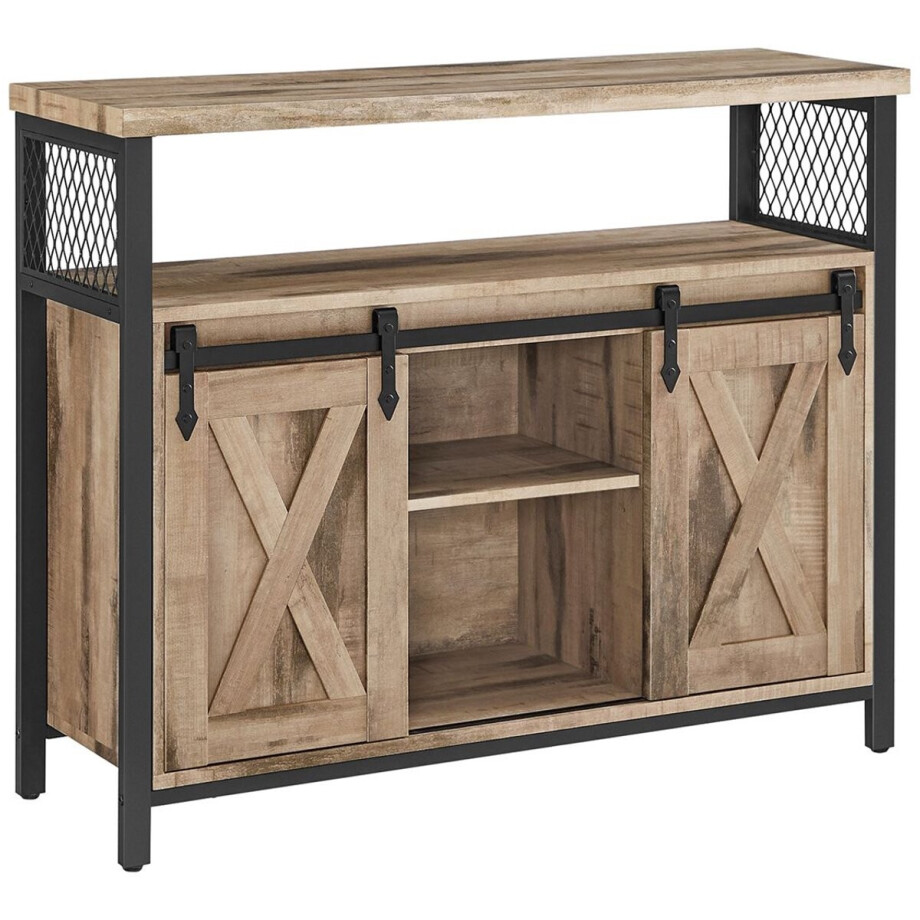 MAZAZU - Dressoir- Bijzetkast - Bruin - Hout - ‎33 x 100 x 80cm afbeelding 1