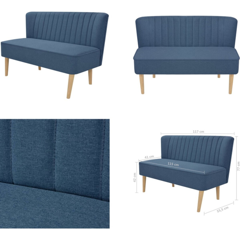 vidaXL Bank 117x55,5x77 cm stof blauw - Bank - Banken - Sofa - Sofa's afbeelding 1
