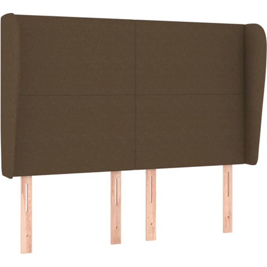 vidaXL - Hoofdbord - met - randen - 147x23x118/128 - cm - stof - donkerbruin afbeelding 1