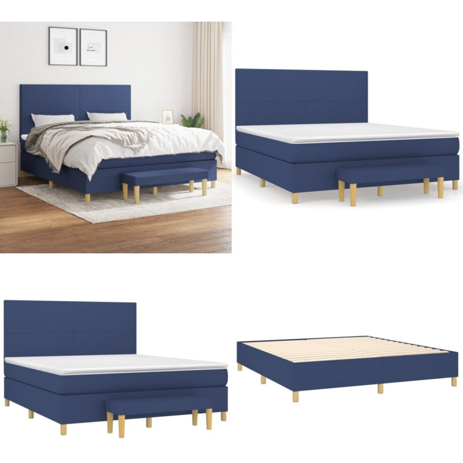 vidaXL Boxspring met matras stof blauw 180x200 cm - Boxspring - Boxsprings - Pocketveringbed - Bed vidaXL Boxspring met matras stof blauw 180x200 cm - Boxspring - Boxsprings - Pocketveringbed - Bed afbeelding 1