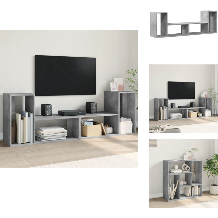 vidaXL - Tv-meubelen - 2 - st - 75x30x50 - cm - bewerkt - hout - betongrijs afbeelding 1