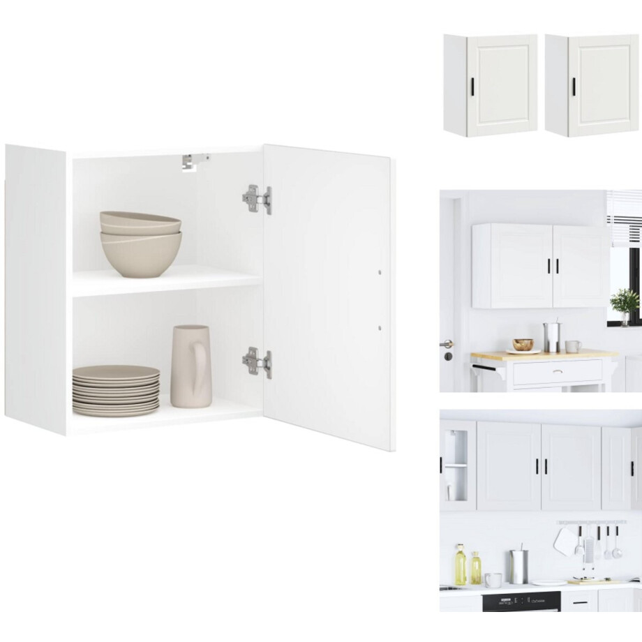 vidaXL Keuken Wandkast - Keuken Wandkasten - Keuken Wandmeubel - Gemonteerde Wandkast - Keukenwandkasten 2 st Porto bewerkt hout wit afbeelding 1
