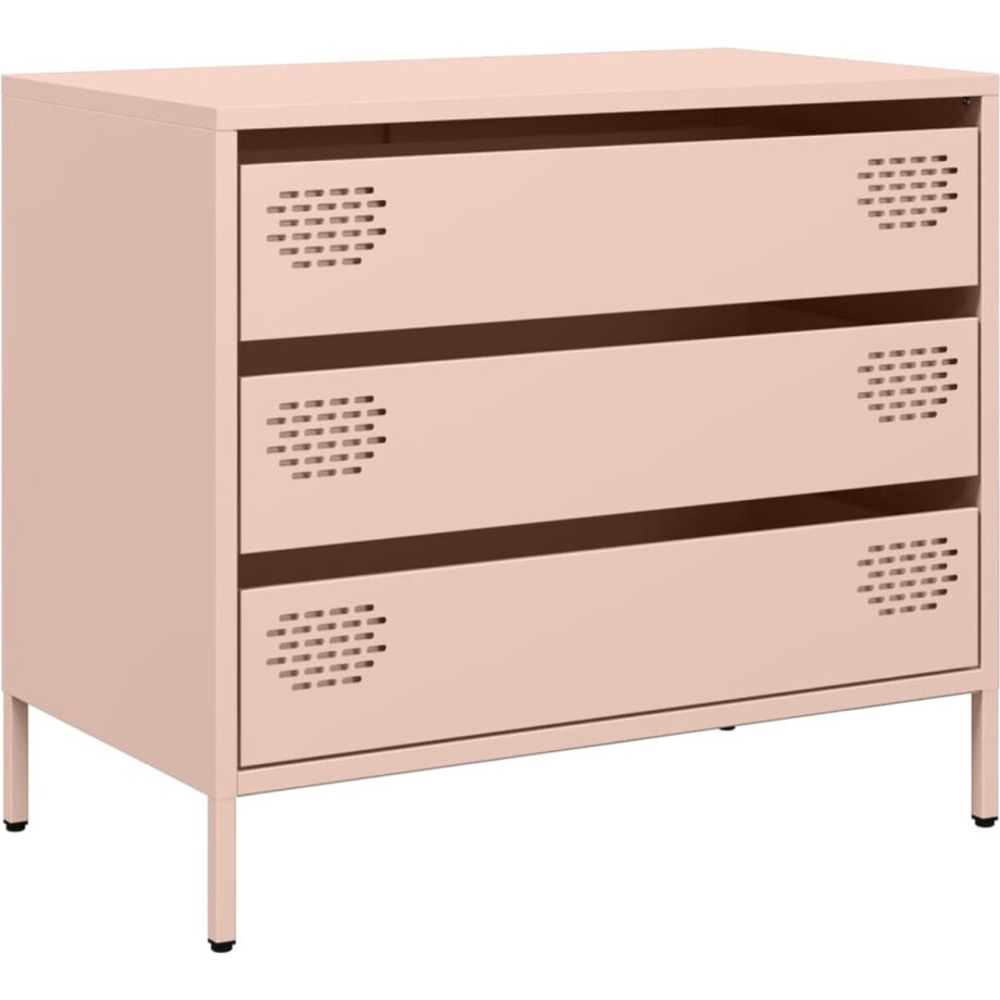 vidaXL - Dressoir - 68x39x58,5 - cm - koudgewalst - staal - roze vidaXL - Dressoir - 68x39x58,5 - cm - koudgewalst - staal - roze afbeelding 1