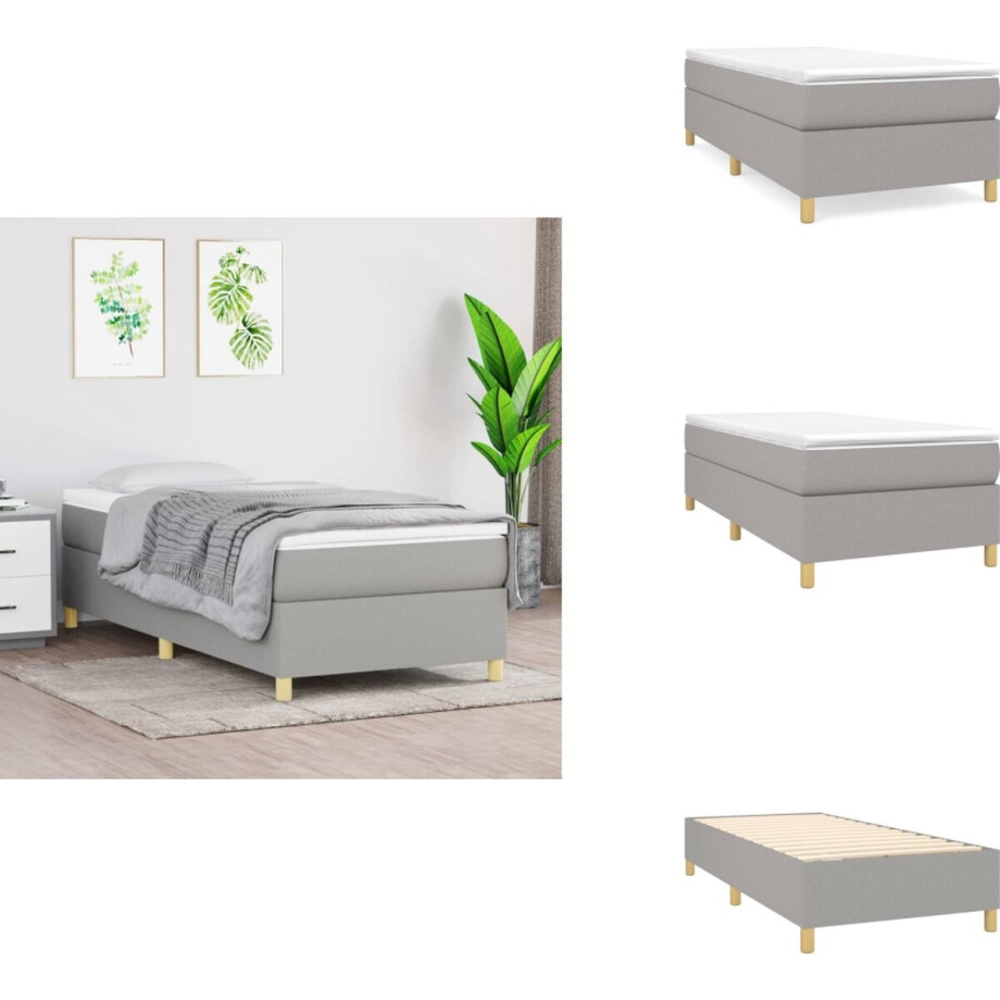 vidaXL Boxspring - Boxsprings - Bed - Slaapmeubel - Boxspring met matras stof lichtgrijs 100x200 cm vidaXL Boxspring - Boxsprings - Bed - Slaapmeubel - Boxspring met matras stof lichtgrijs 100x200 cm afbeelding 1
