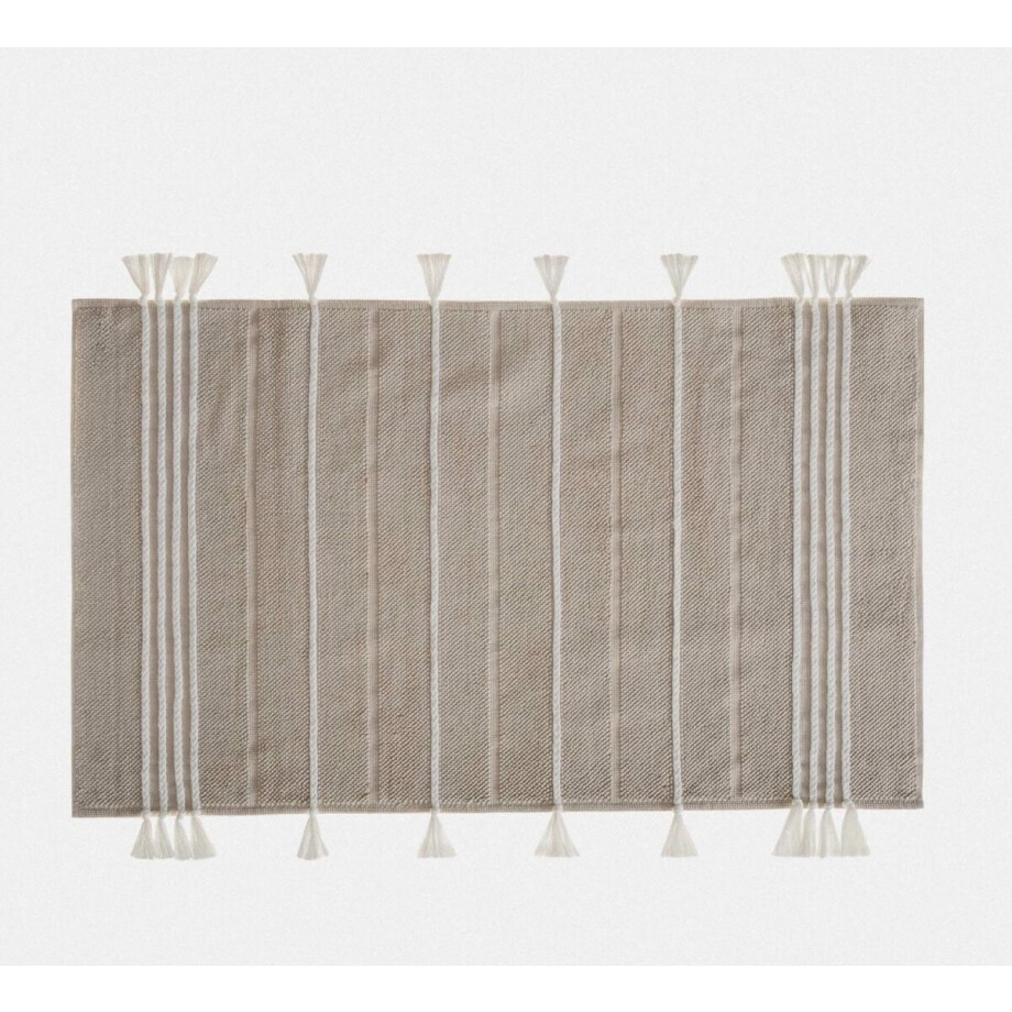 Ecocotton Karnella Badmat 100% Katoen Beige 50x80cm afbeelding 1