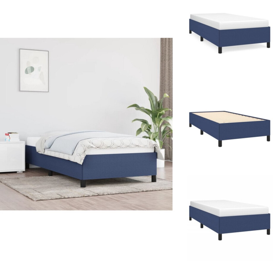 vidaXL Bedframe - Bedframes - Slaapmeubel - Bedbodem - Bedframe zonder matras 90x200 cm stof blauw vidaXL Bedframe - Bedframes - Slaapmeubel - Bedbodem - Bedframe zonder matras 90x200 cm stof blauw afbeelding 1