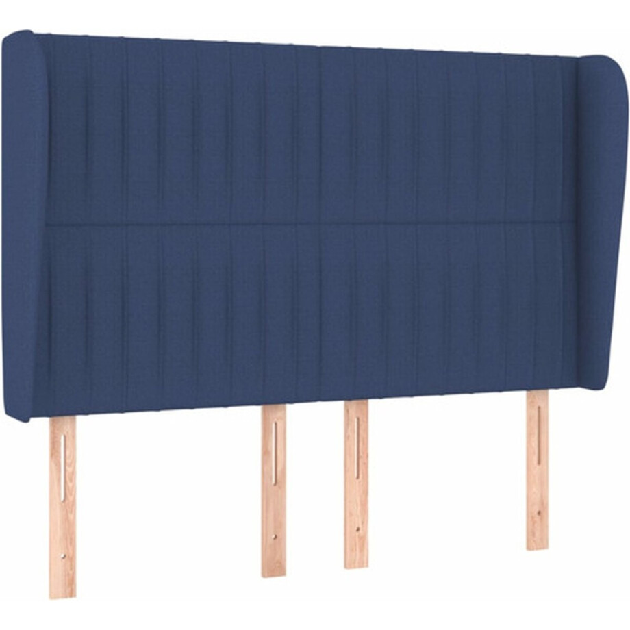 vidaXL - Hoofdbord - met - randen - 147x23x118/128 - cm - stof - blauw afbeelding 1
