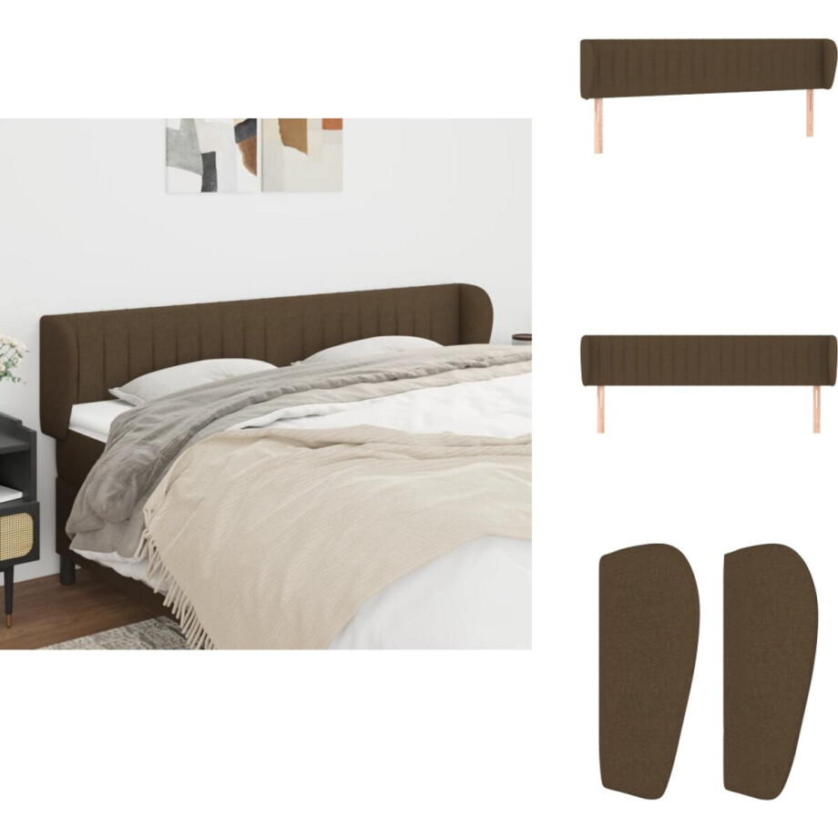 vidaXL Hoofdbord - Hoofdborden - Hoofdeinde - Houten Hoofdbord - Hoofdbord met randen 203x23x78/88 cm stof donkerbruin afbeelding 1