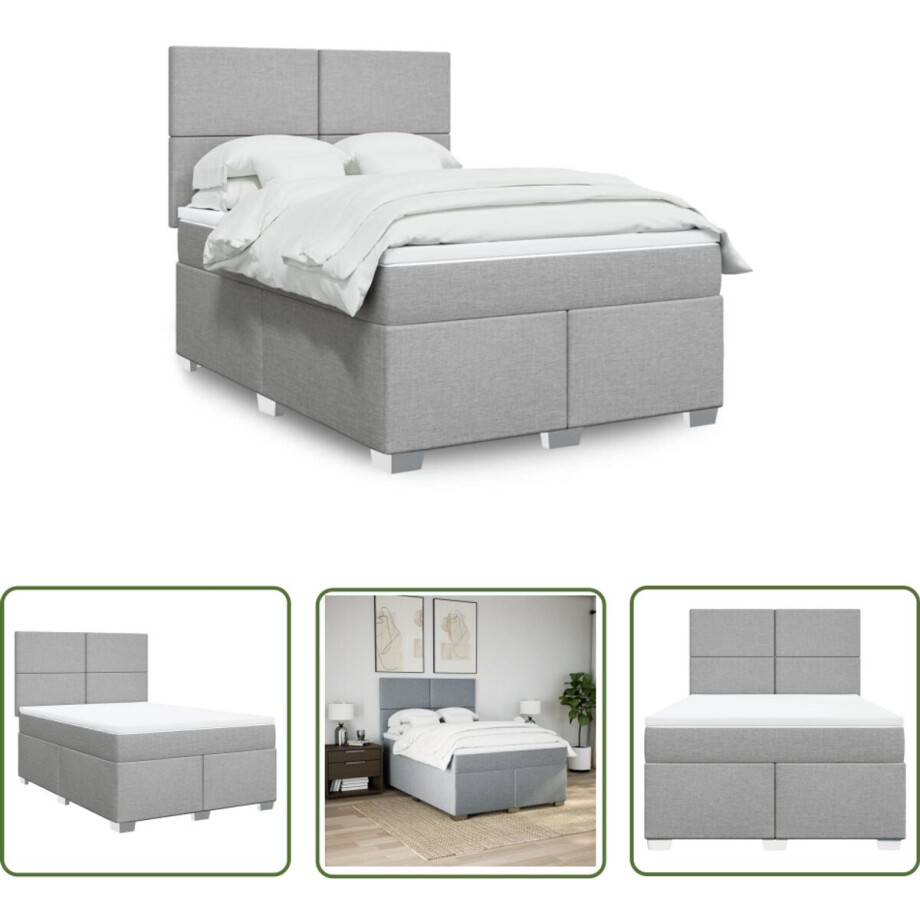 vidaXL Boxspringbed - Boxspring - Boxspring met matras stof lichtgrijs 140x200 cm - Matras - Pocketveringmatras - Slaapcomfort vidaXL Boxspringbed - Boxspring - Boxspring met matras stof lichtgrijs 140x200 cm - Matras - Pocketveringmatras - Slaapcomfort afbeelding 1