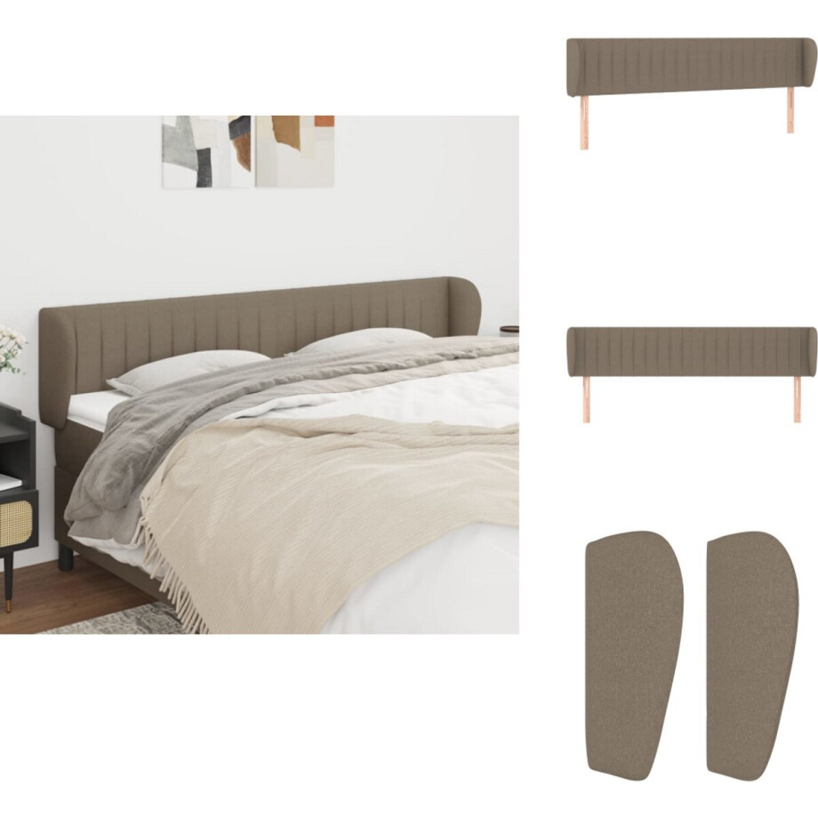 vidaXL Hoofdbord - Hoofdborden - Hoofdeinde - Houten Hoofdbord - Hoofdbord met randen 203x23x78/88 cm stof taupe vidaXL Hoofdbord - Hoofdborden - Hoofdeinde - Houten Hoofdbord - Hoofdbord met randen 203x23x78/88 cm stof taupe afbeelding 1