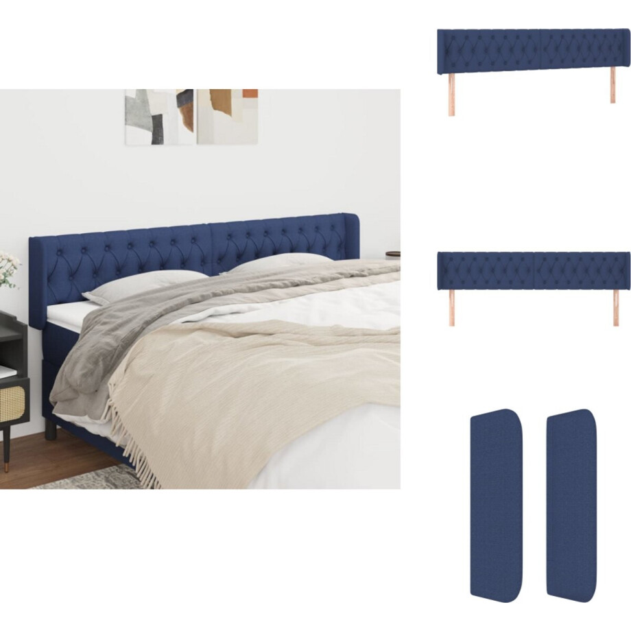 vidaXL Hoofdbord - Hoofdborden - Hoofdeinde - Houten Hoofdbord - Hoofdbord met randen 183x16x78/88 cm stof blauw vidaXL Hoofdbord - Hoofdborden - Hoofdeinde - Houten Hoofdbord - Hoofdbord met randen 183x16x78/88 cm stof blauw afbeelding 1