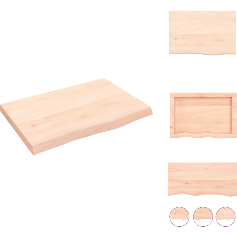 vidaXL Wandschap - Wandschappen - Wandplank - Wandrek - Wandschap 60x40x(2-4) cm onbehandeld massief eikenhout afbeelding 1