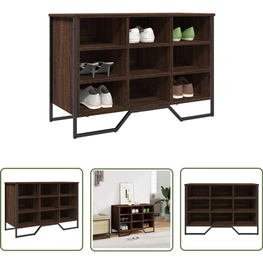 vidaXL Kast - Schoenenkast - Schoenenkast 90x38x61,5 cm bewerkt hout bruin eikenkleurig - Opbergruimte - Schoenuitlegers - Interieurdecoratie vidaXL Kast - Schoenenkast - Schoenenkast 90x38x61,5 cm bewerkt hout bruin eikenkleurig - Opbergruimte - Schoenuitlegers - Interieurdecoratie afbeelding 1
