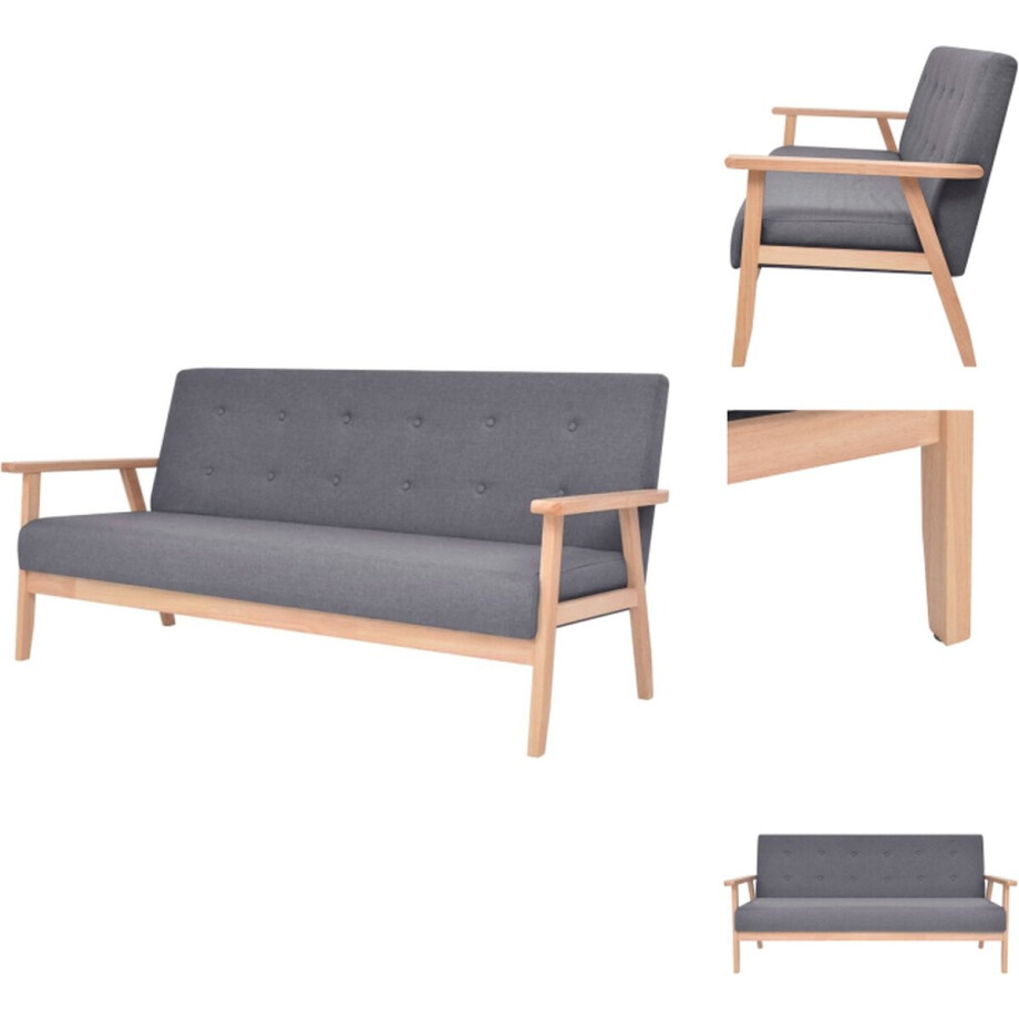 vidaXL Bank - Banken - Stoffen Bank - Stoffen Banken - Driezitsbank stof donkergrijs afbeelding 1