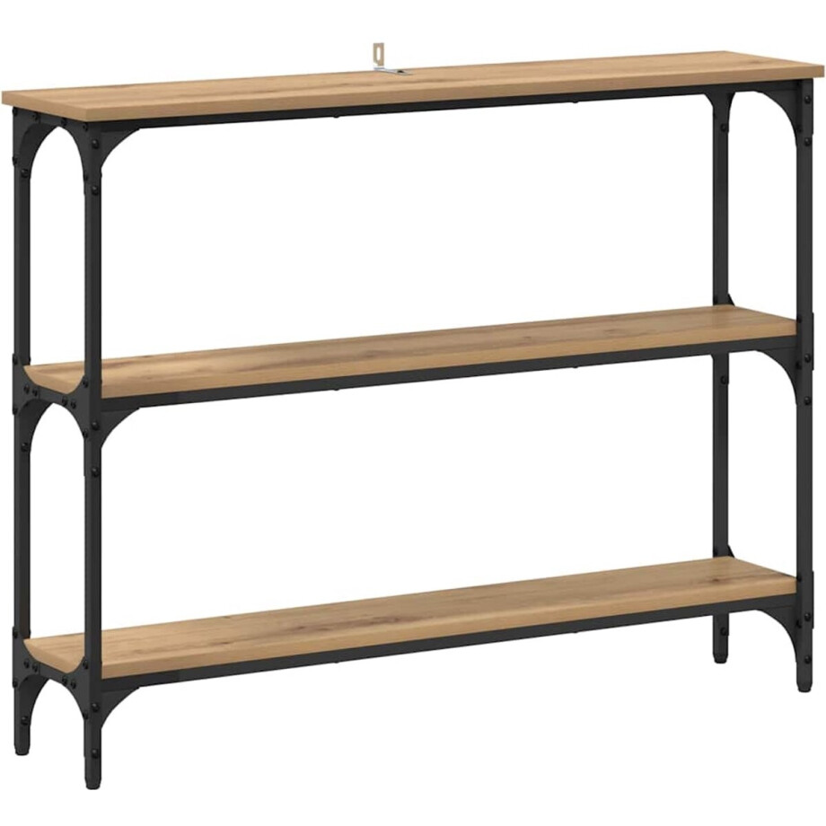 vidaXL - Wandtafel - Artisan - Eiken - 100 - x - 22,5 - x - 75 - cm - Bewerkt - hout afbeelding 1