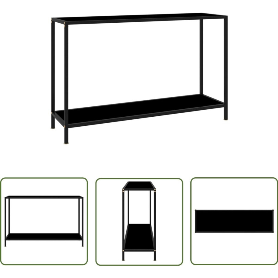 vidaXL Wandtafel 120x35x75 cm - Glas & Staal - Zwart Wandtafel - Bijzettafel - Zwarte Tafel - Modern Design - Glazen Tafel afbeelding 1