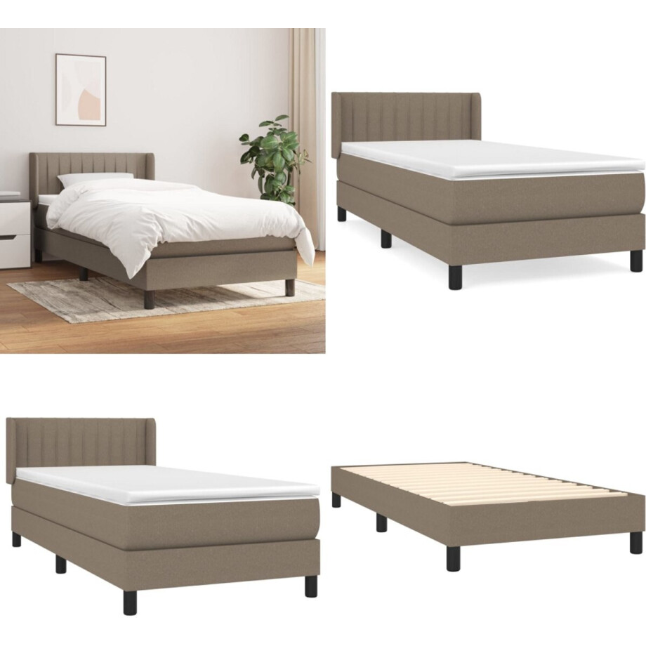 vidaXL Boxspring met matras stof taupe 80x200 cm - Boxspring - Boxsprings - Bed - Slaapmeubel vidaXL Boxspring met matras stof taupe 80x200 cm - Boxspring - Boxsprings - Bed - Slaapmeubel afbeelding 1