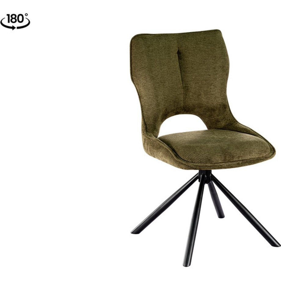 Stoel Orin Groen - Stof - Set van 2 - Draaibaar - Zithoogte 49 cm - Zitdiepte 48 cm afbeelding 1