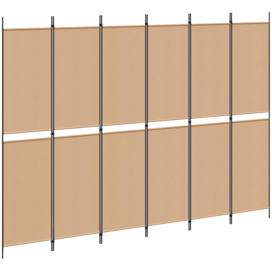 vidaXL - 6-Paneel - Kamerscherm - Beige - 300 - x - 220 - cm - Stof vidaXL - 6-Paneel - Kamerscherm - Beige - 300 - x - 220 - cm - Stof afbeelding 1