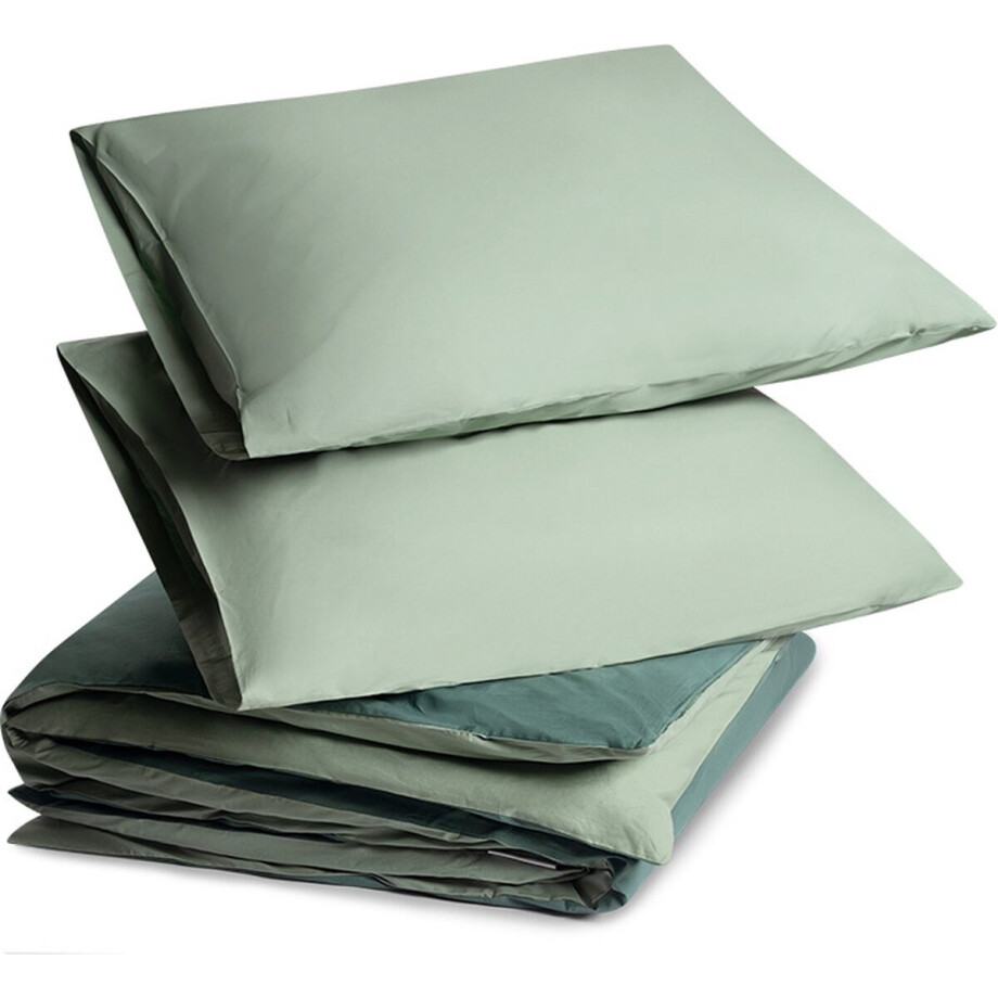 Yumeko dekbedovertrek percal katoen dubbelzijdig jade/bosgroen 200x220 + 2/60x70 - Bio, eco & fairtrade afbeelding 1