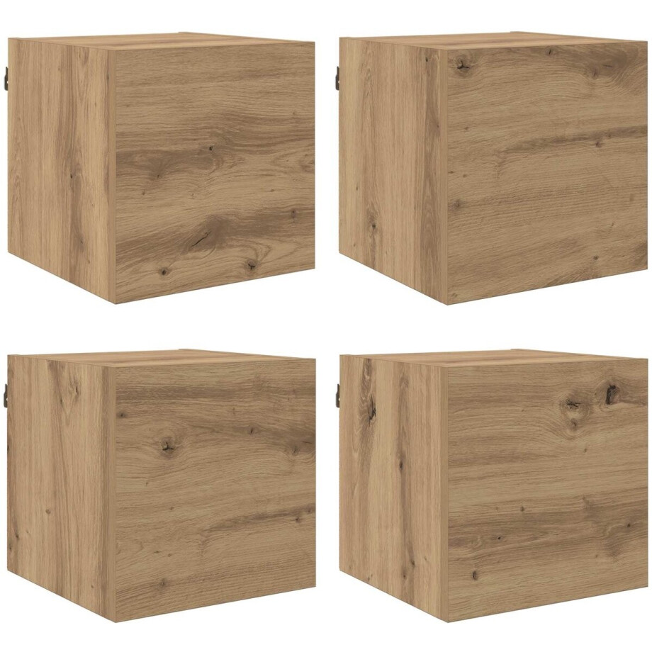 vidaXL - Wandgemonteerde - TV-kast - Artisanaal - eiken - 30,5 - x - 30 - x - 30 - cm vidaXL - Wandgemonteerde - TV-kast - Artisanaal - eiken - 30,5 - x - 30 - x - 30 - cm afbeelding 1