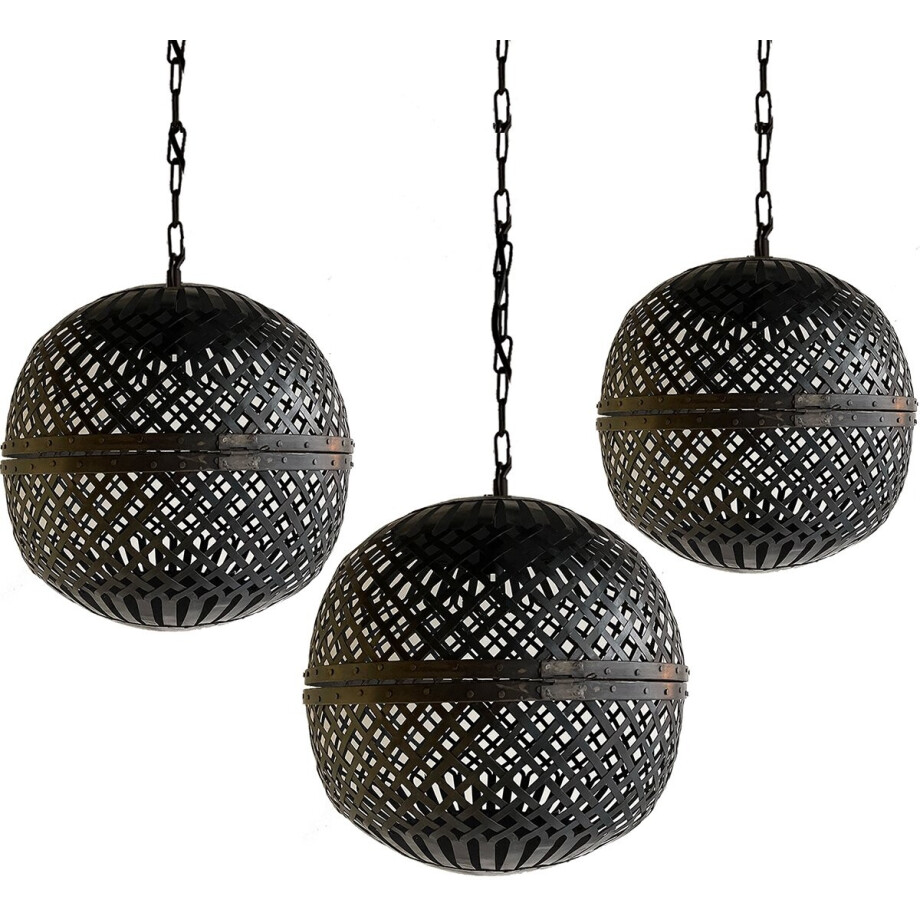 by Mooss - Lantaarn - Marrakech - Hangend - Set van 3 - ijzer - Vlechtwerk - Stoer - Sfeervol by Mooss - Lantaarn - Marrakech - Hangend - Set van 3 - ijzer - Vlechtwerk - Stoer - Sfeervol afbeelding 1