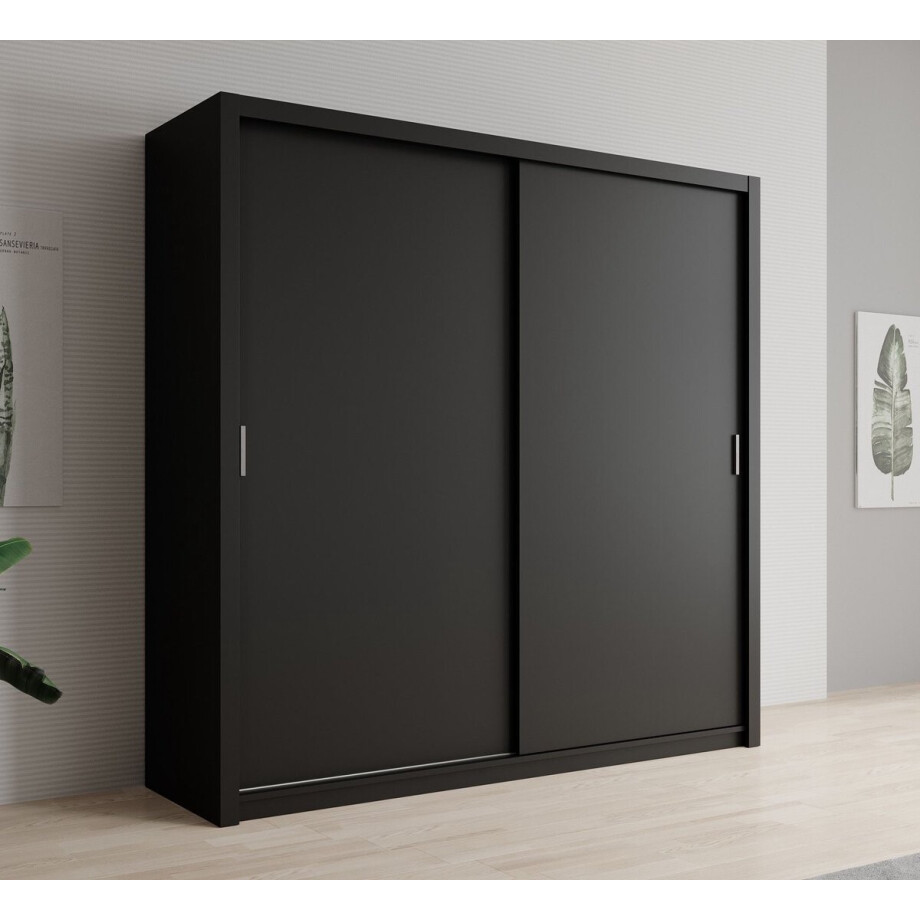 Meubella - Kledingkast Blake - Mat Zwart - 220 cm Meubella - Kledingkast Blake - Mat Zwart - 220 cm afbeelding 1