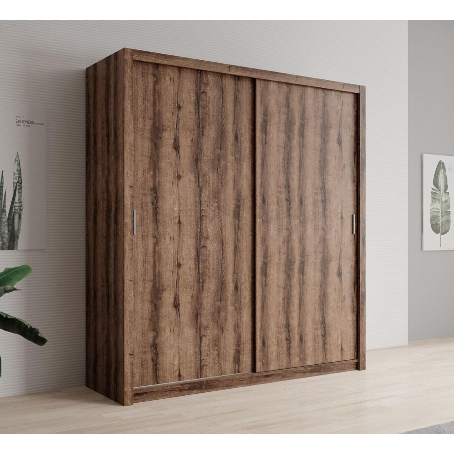 Meubella - Kledingkast Blake - Donker eiken - 200 cm Meubella - Kledingkast Blake - Donker eiken - 200 cm afbeelding 1