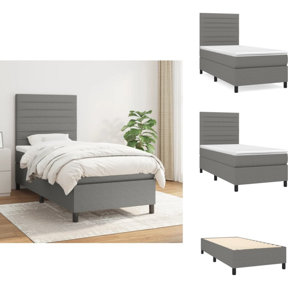 vidaXL Boxspring - Boxsprings - Bed - Slaapmeubel - Boxspring met matras stof donkergrijs 80x200 cm vidaXL Boxspring - Boxsprings - Bed - Slaapmeubel - Boxspring met matras stof donkergrijs 80x200 cm afbeelding 1