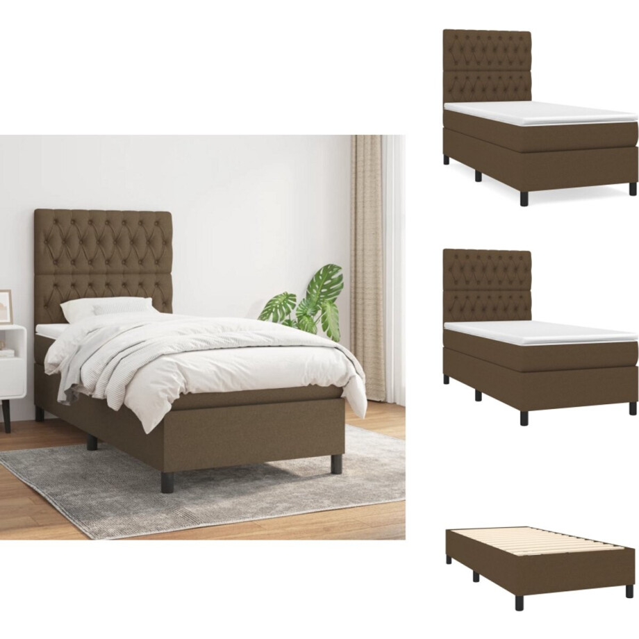 vidaXL Boxspring - Boxsprings - Bed - Slaapmeubel - Boxspring met matras stof donkerbruin 100x200 cm vidaXL Boxspring - Boxsprings - Bed - Slaapmeubel - Boxspring met matras stof donkerbruin 100x200 cm afbeelding 1
