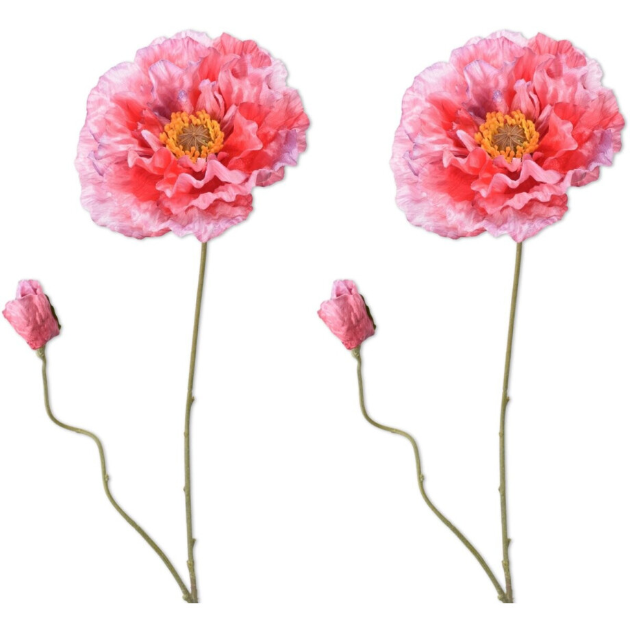 Viv! Home Luxuries Klaproos - 2 stuks - kunstbloem - roze - 75cm afbeelding 1