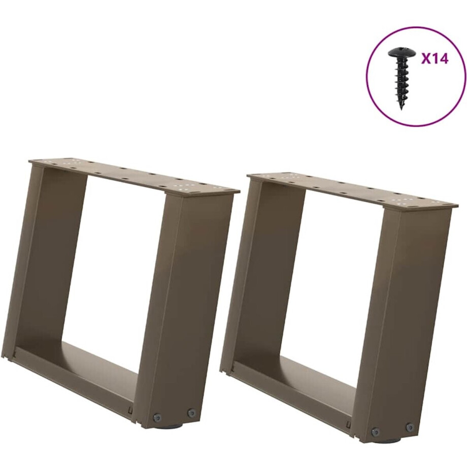 vidaXL - Salontafelpoten - 2 - st - U-vormig - 50x(30-31) - cm - staal - naturel vidaXL - Salontafelpoten - 2 - st - U-vormig - 50x(30-31) - cm - staal - naturel afbeelding 1