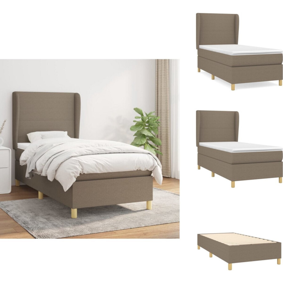 vidaXL Boxspring - Boxsprings - Bed - Slaapmeubel - Boxspring met matras stof taupe 80x200 cm afbeelding 1