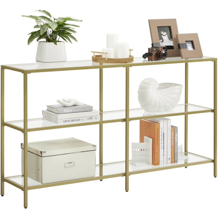 VASAGLE - Console Tafel - Haltafel - 3 Planken van Gehard Glas - Metalen Frame - Modern Ontwerp afbeelding 1