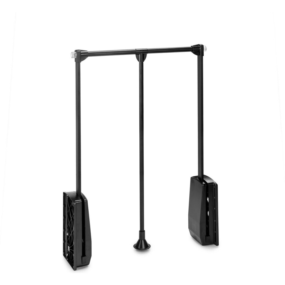 Emuca Opvouwbare garderobestang voor garderobekasten Hang, verstelbaar 450-600 mm, tot 12 kg, Staal, Zwart afbeelding 1