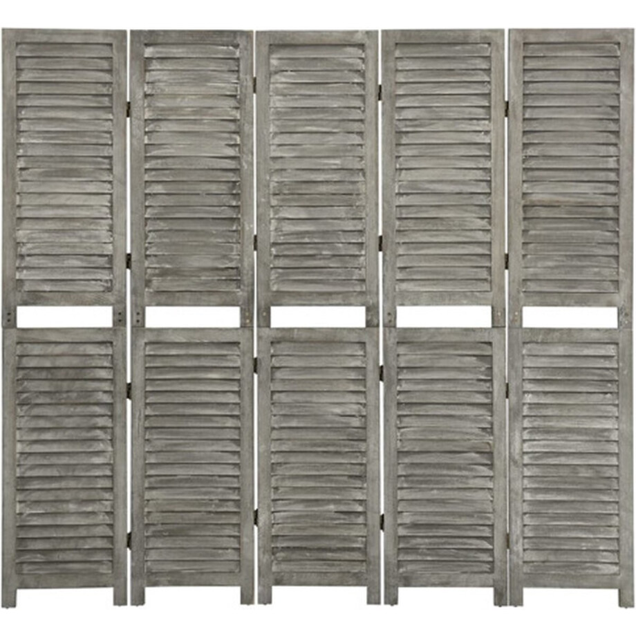 vidaXL - Kamerscherm - met - 5 - panelen - 179x166 - cm - massief - hout - grijs afbeelding 1