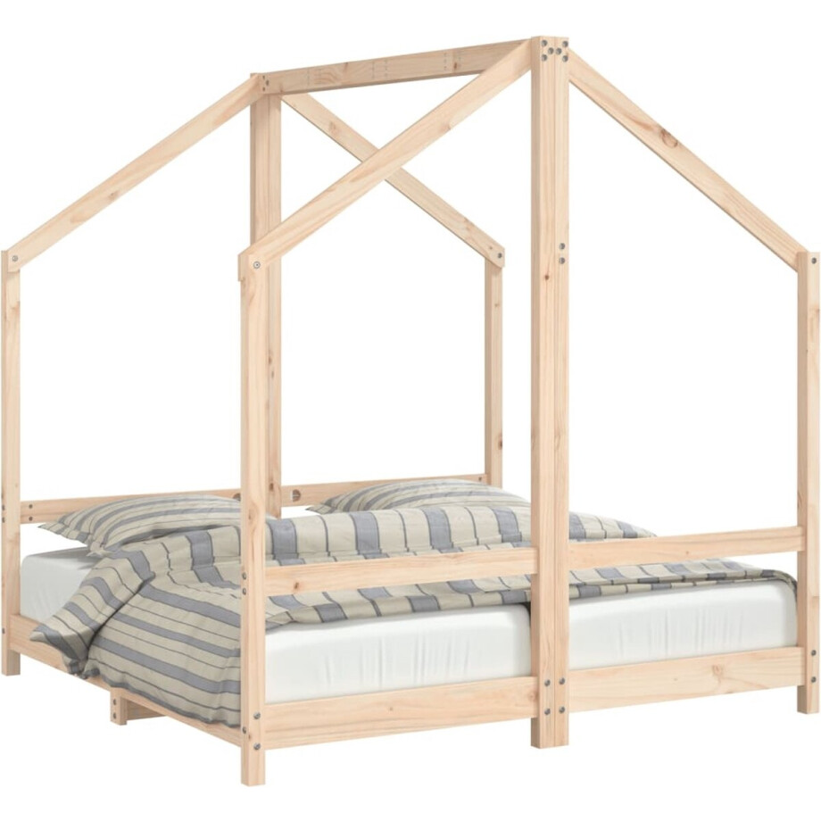 vidaXL - Kinderbedframe - 2x(70x140) - cm - massief - grenenhout afbeelding 1