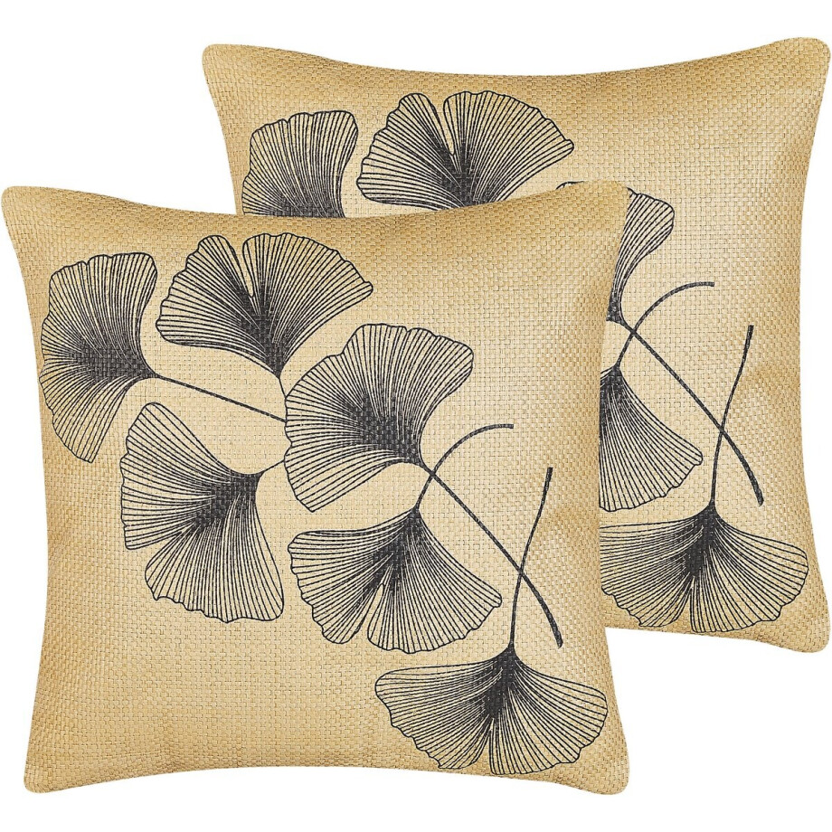 BELIANI WAKAD - Sierkussen set van 2 - Beige - 45 x 45 cm - Polyester afbeelding 1
