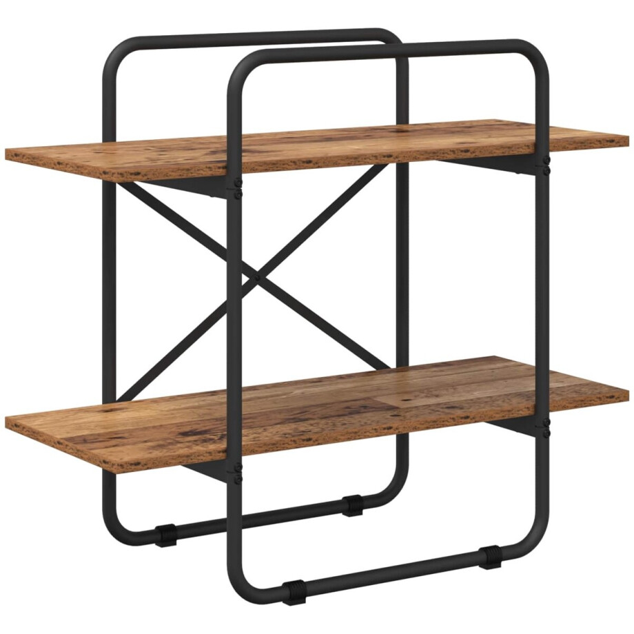 vidaXL - Boekenplank - 2-laags - 60 - x - 35 - x - 70 - cm - PB - Eikenhout afbeelding 1