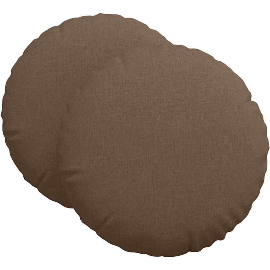 vidaXL - Zitkussens - 2 - st - Stof - Bruin - Ø60 - x - 21 - cm afbeelding 