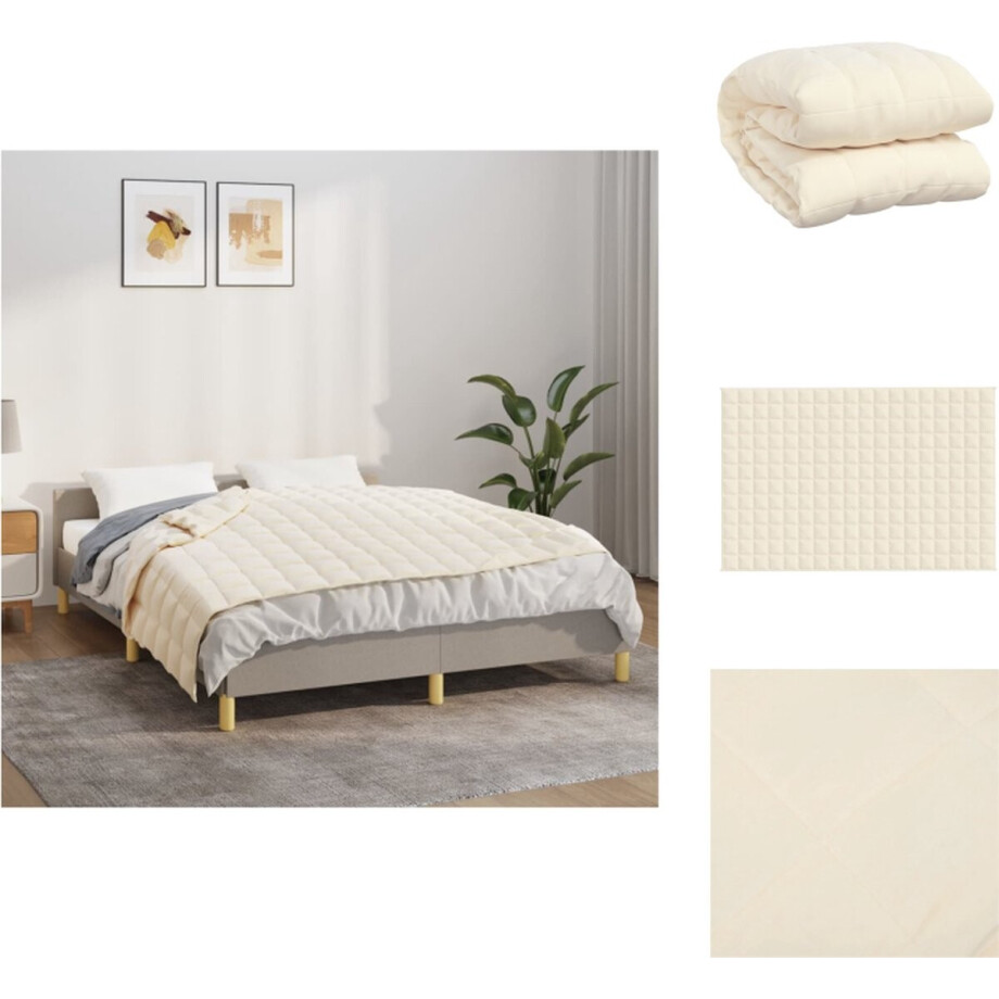 vidaXL Verzwaringsdeken - 120x180 cm - 5 kg - Lichtcrème Verzwaringsdeken - Slaapcomfort - Slaapproblemen Oplossen - Lichte Creme - Katoenen Deken afbeelding 1