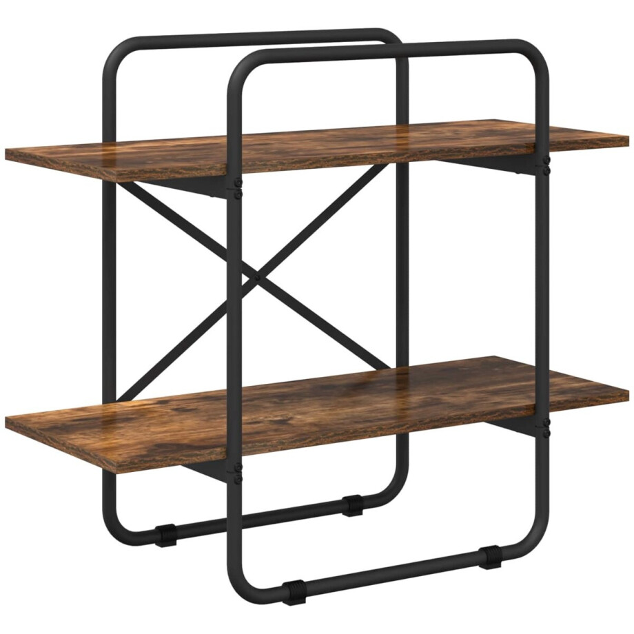 vidaXL - Boekenplank - 2-laags - 60 - x - 35 - x - 70 - cm - PB - Gerookt - eiken afbeelding 1